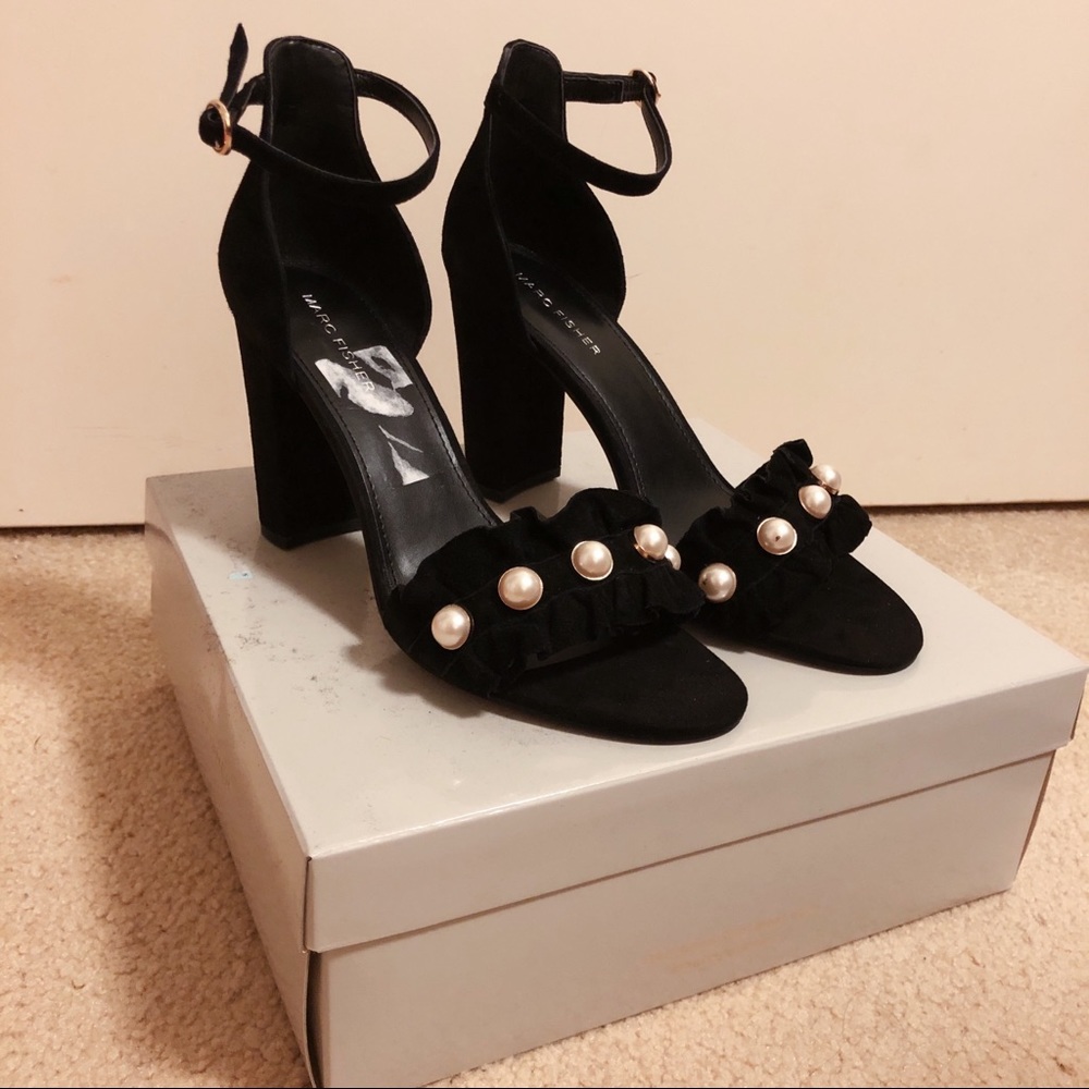 Marc Fisher King Suede Block Heel - Black